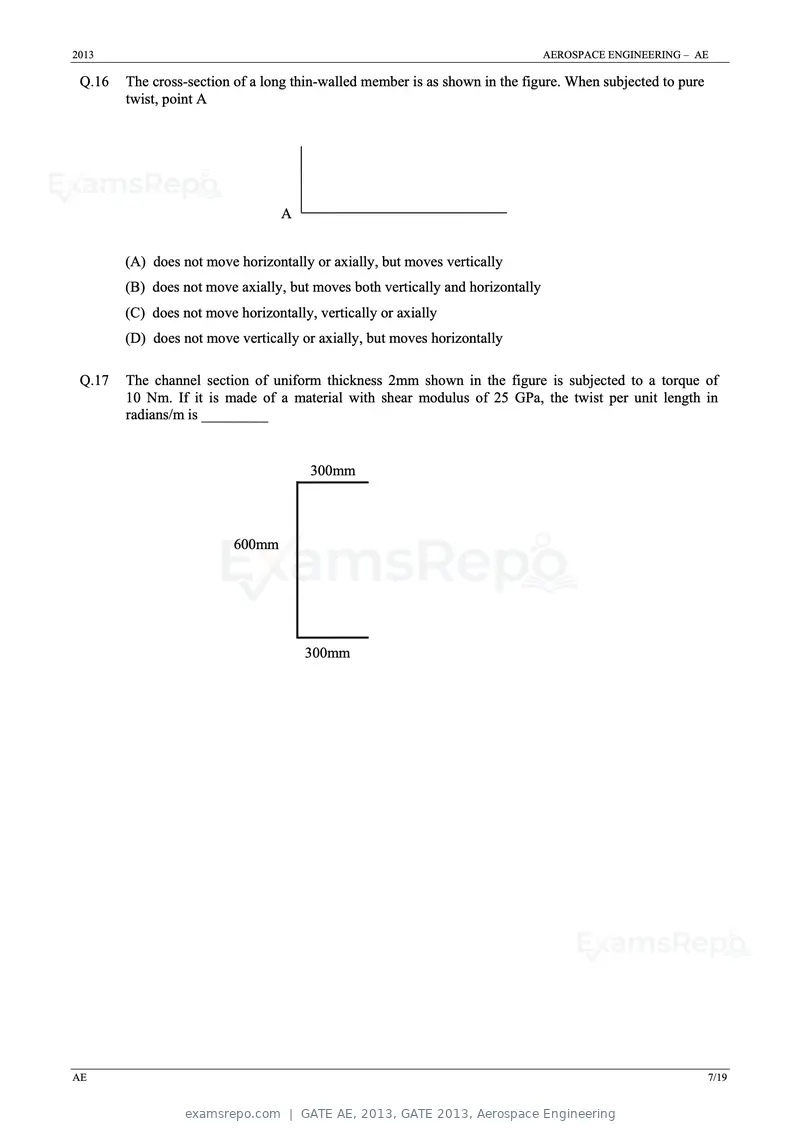 GATE AE 2013 question paper, GATE 2013, Aerospace Engineering, page 7 of 19