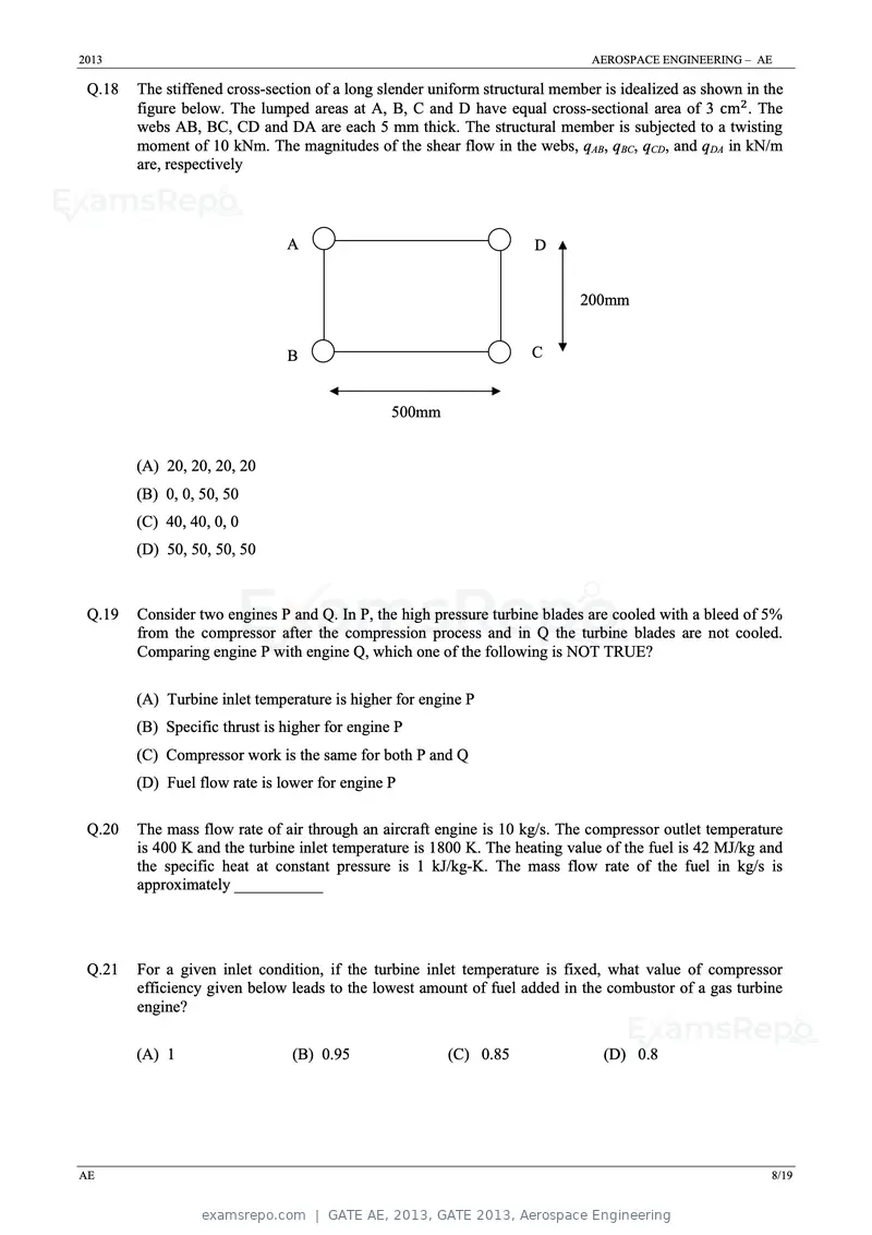 GATE AE 2013 question paper, GATE 2013, Aerospace Engineering, page 8 of 19
