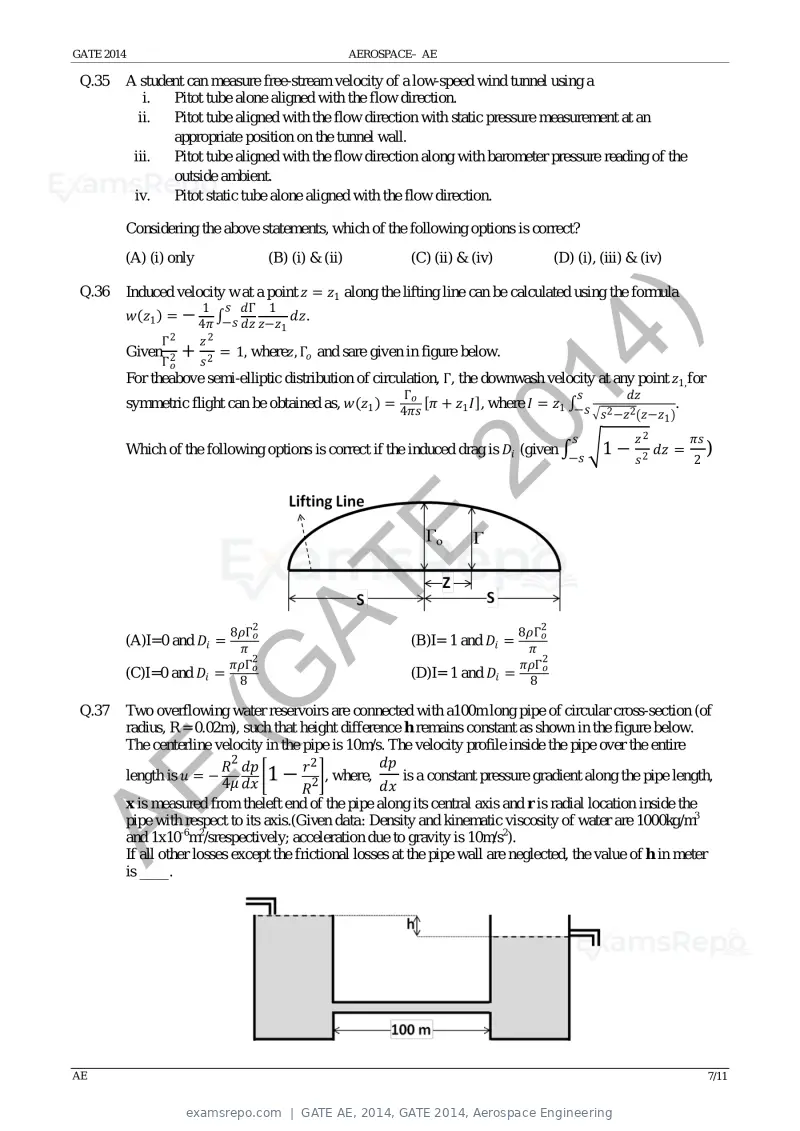 GATE AE 2014 question paper, GATE 2014, Aerospace Engineering, page 13 of 18