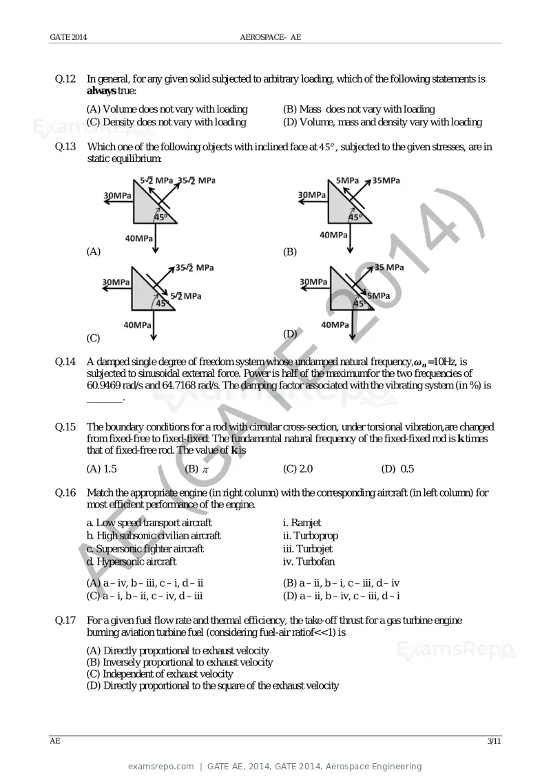 GATE AE 2014 question paper, GATE 2014, Aerospace Engineering, page 9 of 18