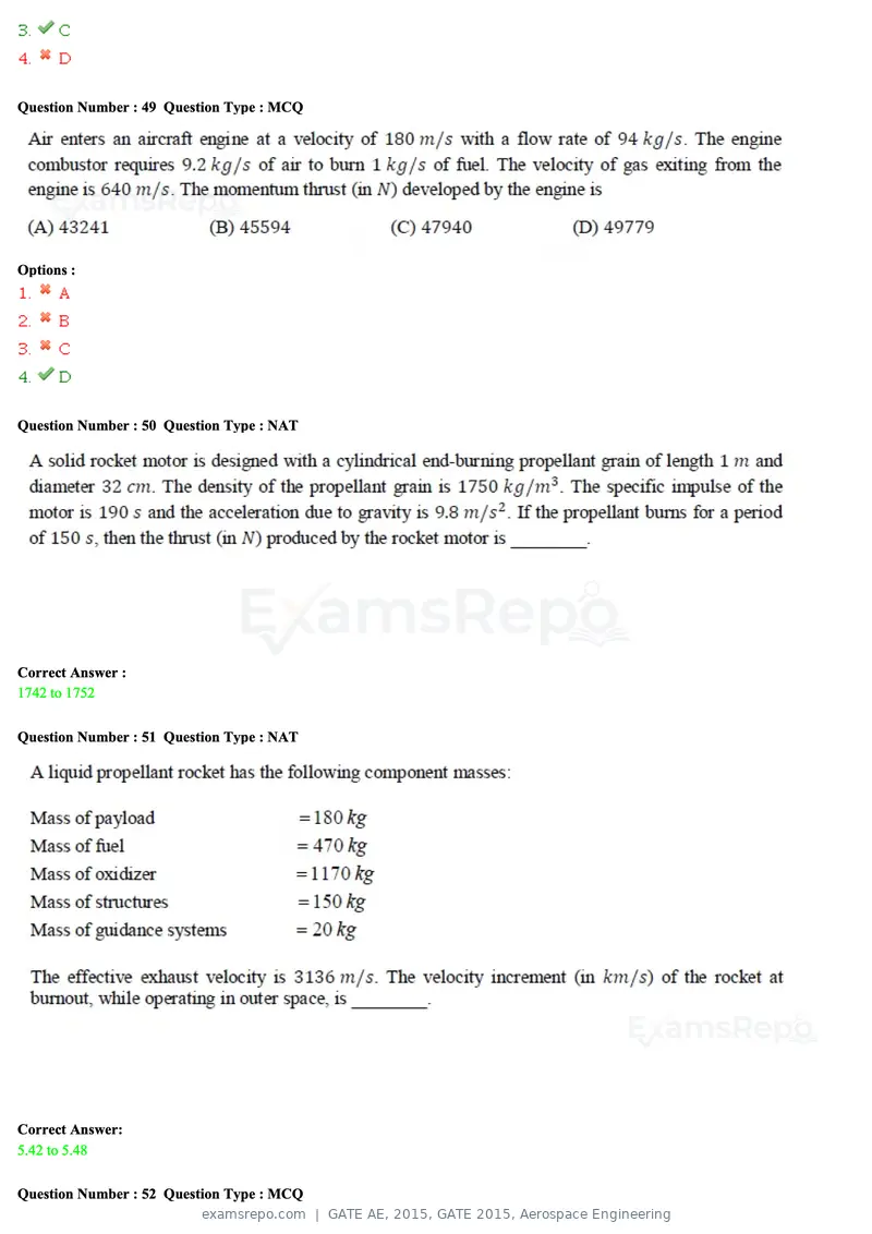GATE AE 2015 question paper, GATE 2015, Aerospace Engineering, page 16 of 21