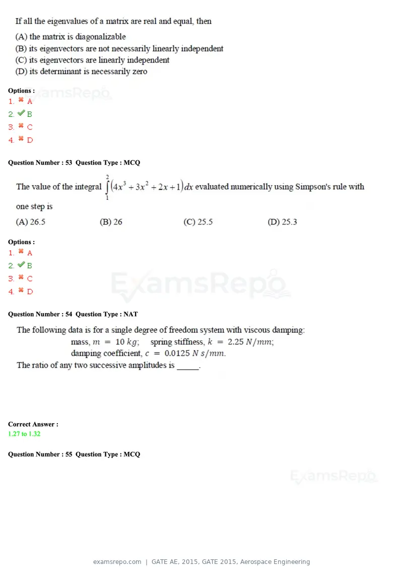 GATE AE 2015 question paper, GATE 2015, Aerospace Engineering, page 17 of 21