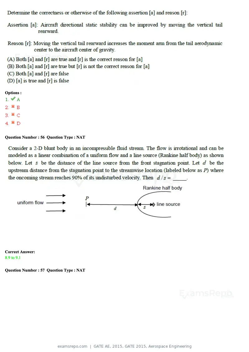 GATE AE 2015 question paper, GATE 2015, Aerospace Engineering, page 18 of 21