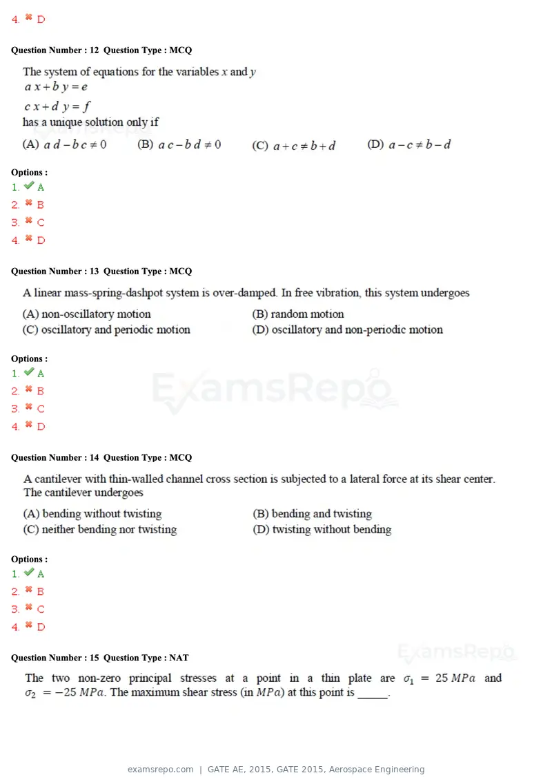GATE AE 2015 question paper, GATE 2015, Aerospace Engineering, page 5 of 21