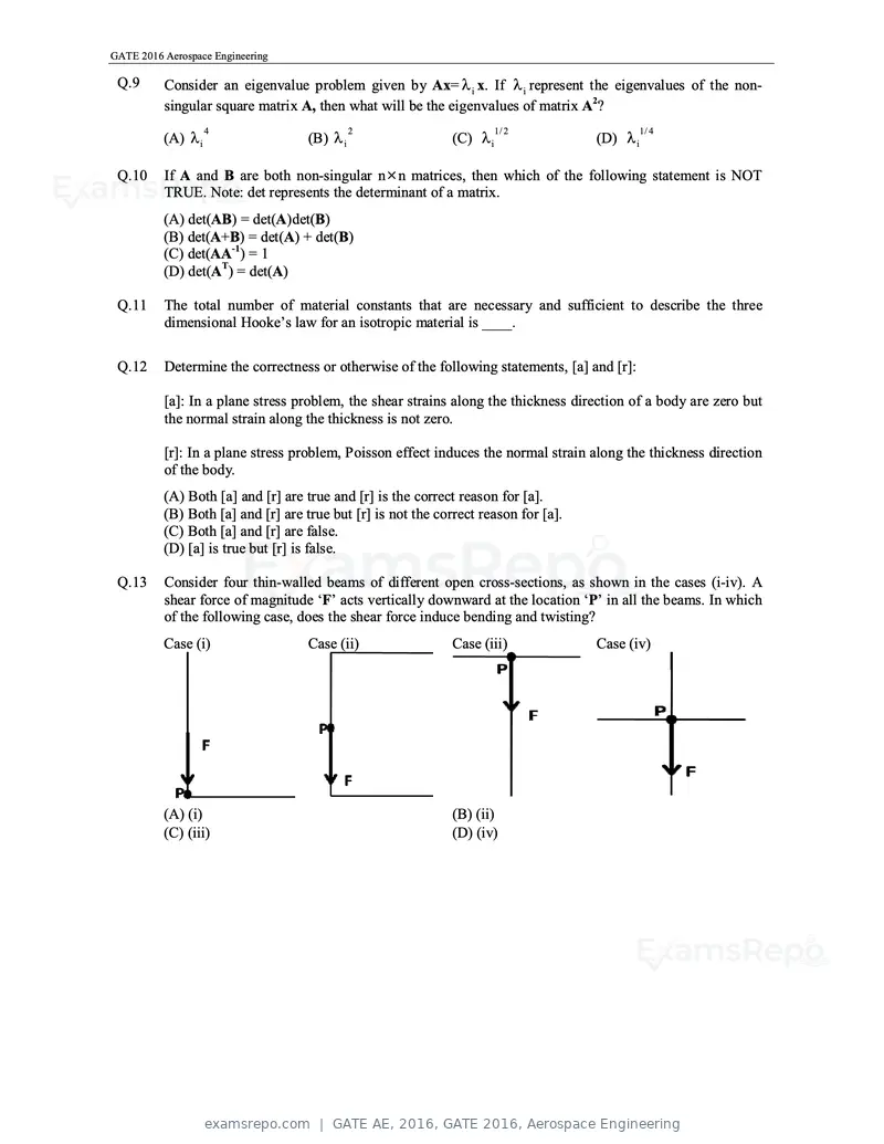GATE AE 2016 question paper, GATE 2016, Aerospace Engineering, page 5 of 14