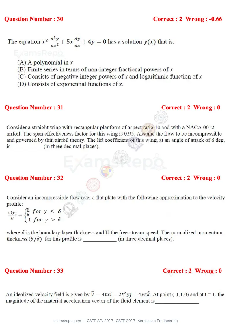 GATE AE 2017 question paper, GATE 2017, Aerospace Engineering, page 10 of 23