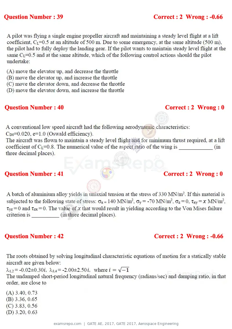GATE AE 2017 question paper, GATE 2017, Aerospace Engineering, page 13 of 23
