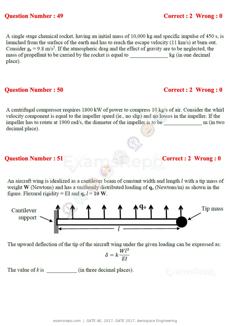GATE AE 2017 question paper, GATE 2017, Aerospace Engineering, page 16 of 23