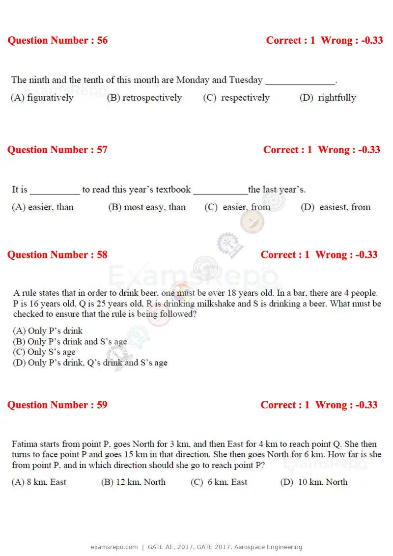 GATE AE 2017 question paper, GATE 2017, Aerospace Engineering, page 19 of 23
