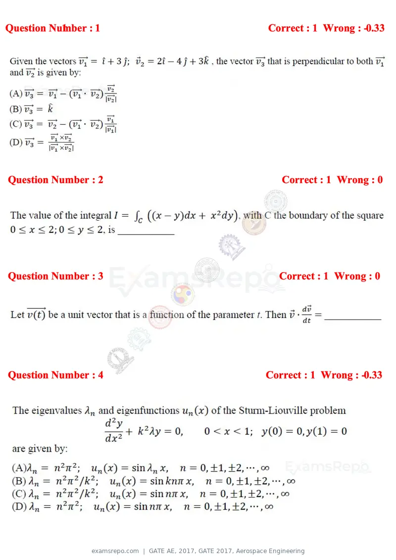 GATE AE 2017 question paper, GATE 2017, Aerospace Engineering, page 2 of 23