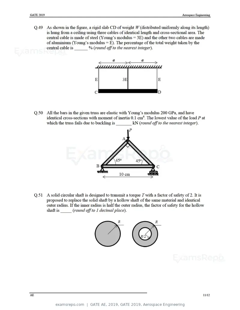 GATE AE 2019 question paper, GATE 2019, Aerospace Engineering, page 14 of 18