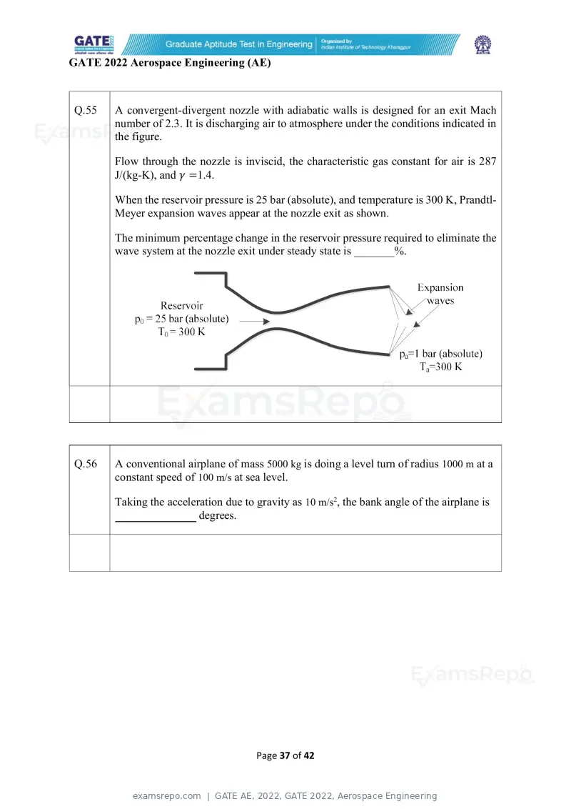 GATE AE 2022 question paper, GATE 2022, Aerospace Engineering, page 37 of 44