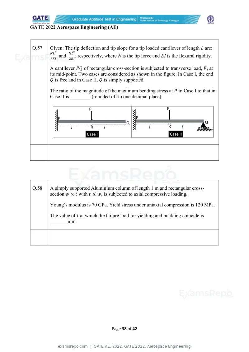 GATE AE 2022 question paper, GATE 2022, Aerospace Engineering, page 38 of 44