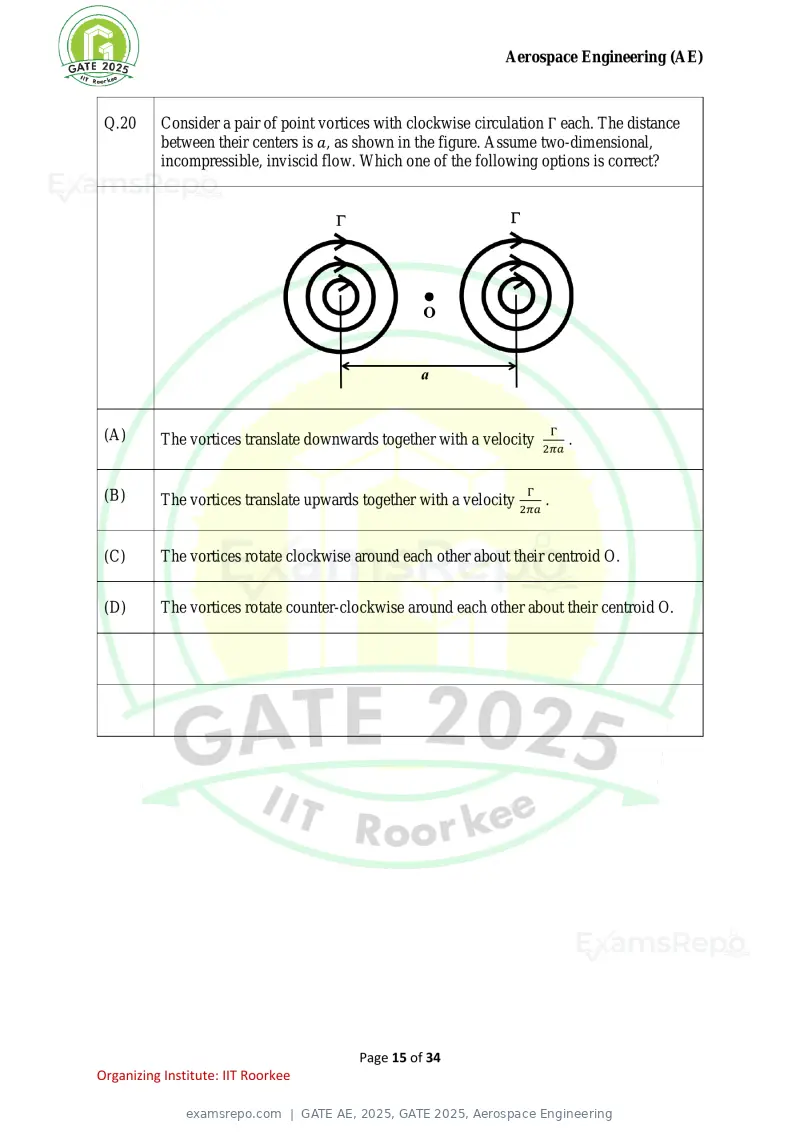 GATE AE 2025 question paper, GATE 2025, Aerospace Engineering, page 15 of 34