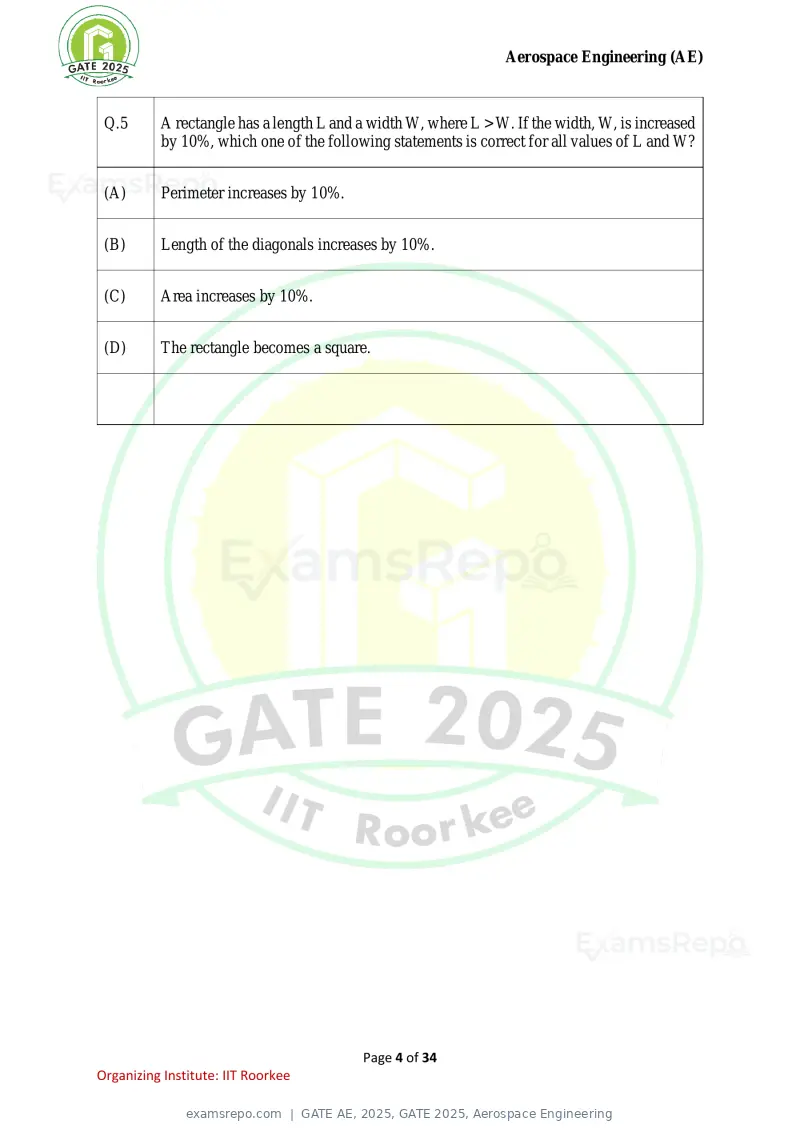GATE AE 2025 question paper, GATE 2025, Aerospace Engineering, page 4 of 34