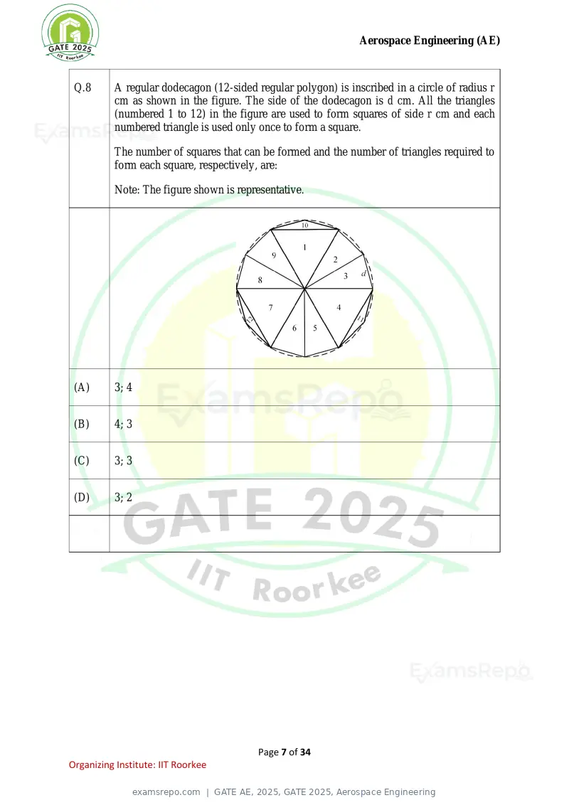 GATE AE 2025 question paper, GATE 2025, Aerospace Engineering, page 7 of 34