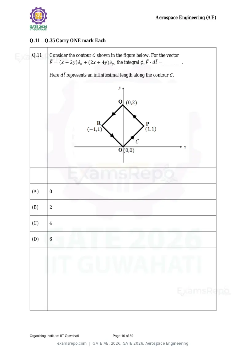 GATE AE 2026 question paper, GATE 2026, Aerospace Engineering, page 10 of 39