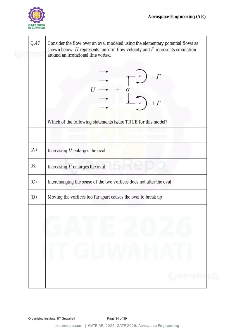 GATE AE 2026 question paper, GATE 2026, Aerospace Engineering, page 34 of 39