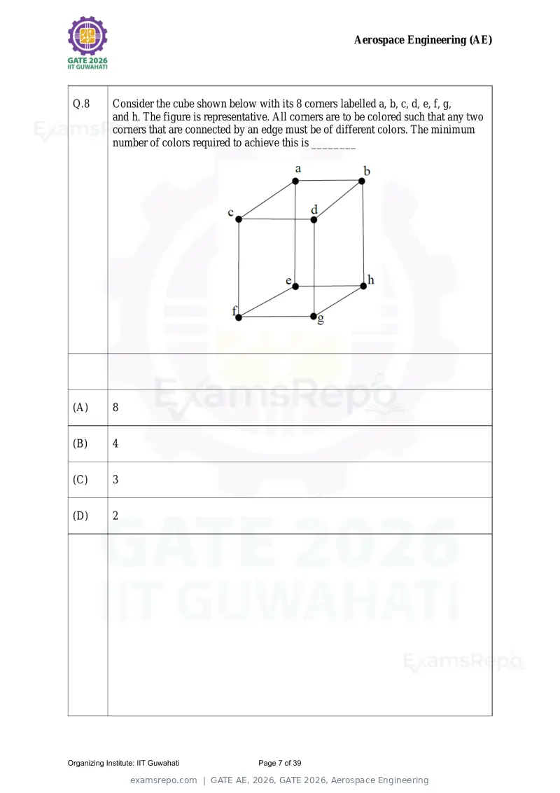 GATE AE 2026 question paper, GATE 2026, Aerospace Engineering, page 7 of 39