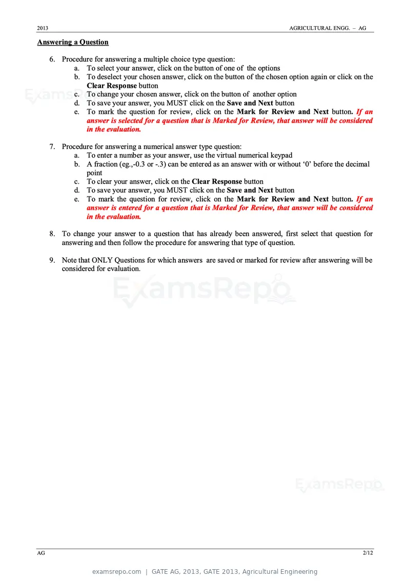GATE AG 2013 question paper, GATE 2013, Agricultural Engineering, page 2 of 12