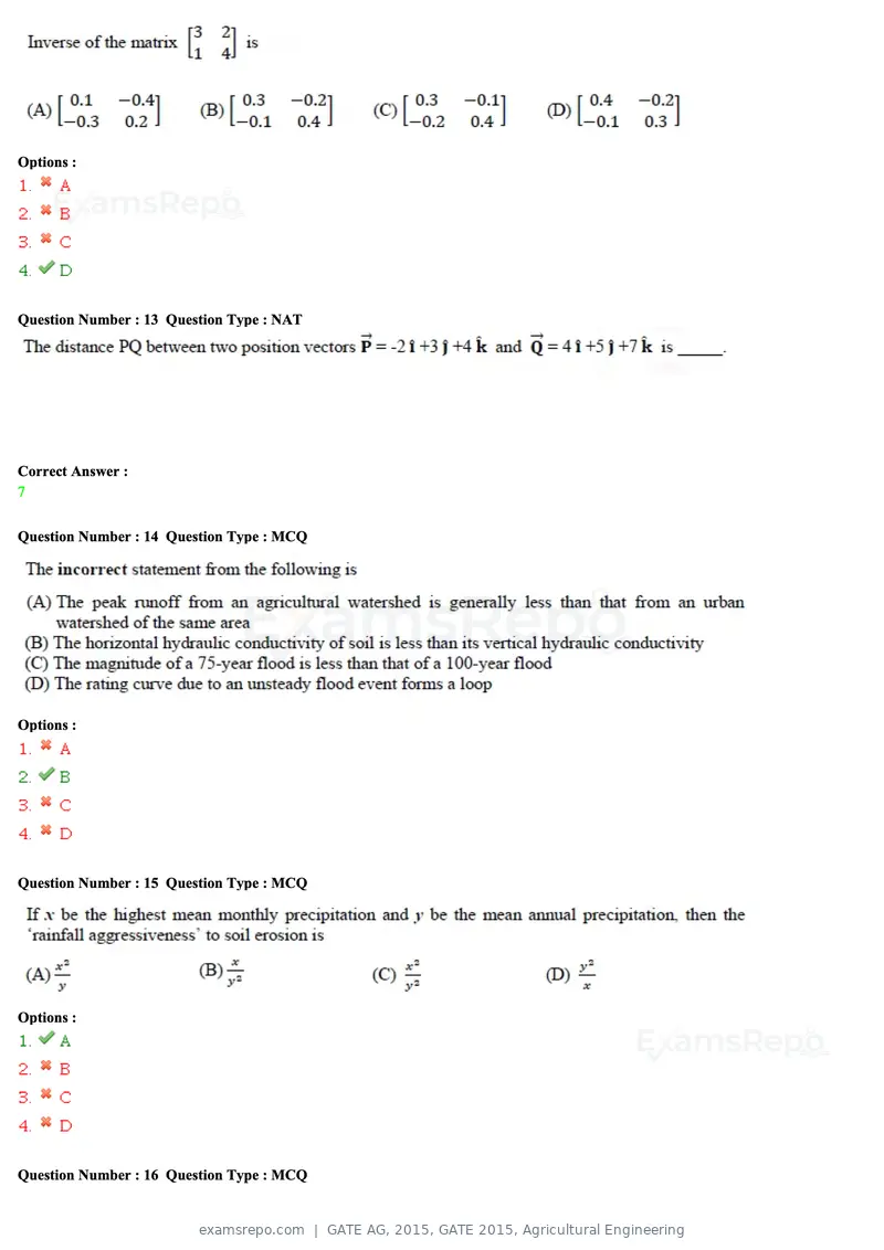 GATE AG 2015 question paper, GATE 2015, Agricultural Engineering, page 5 of 18