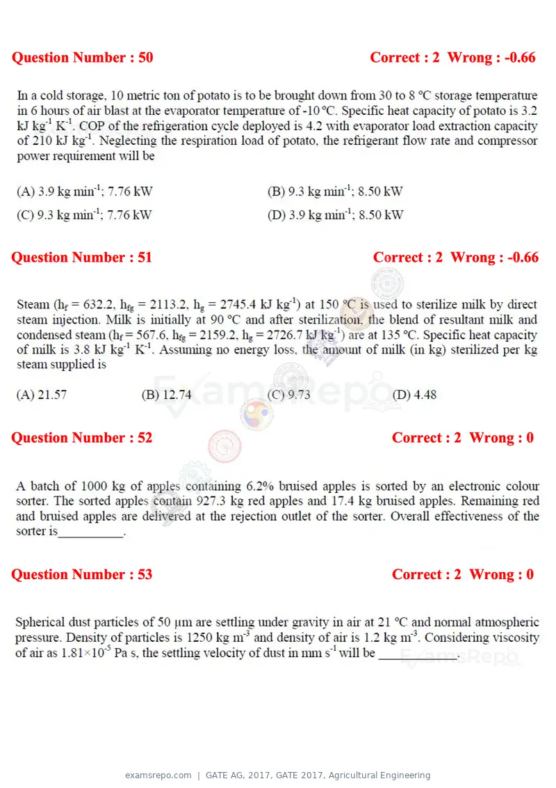 GATE AG 2017 question paper, GATE 2017, Agricultural Engineering, page 13 of 18