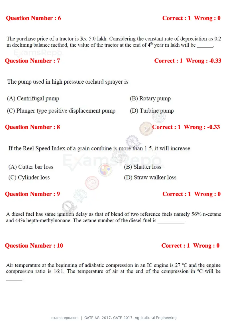 GATE AG 2017 question paper, GATE 2017, Agricultural Engineering, page 3 of 18