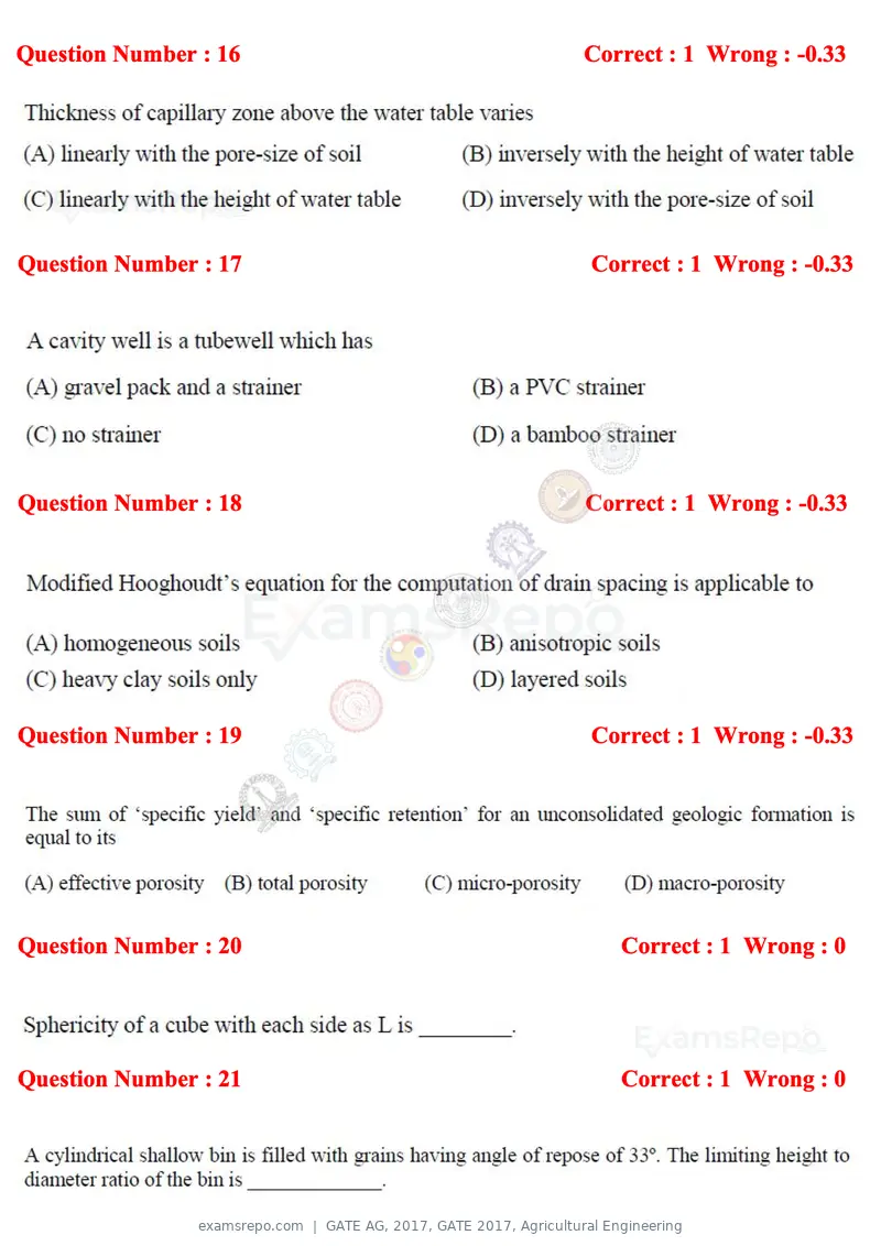 GATE AG 2017 question paper, GATE 2017, Agricultural Engineering, page 5 of 18