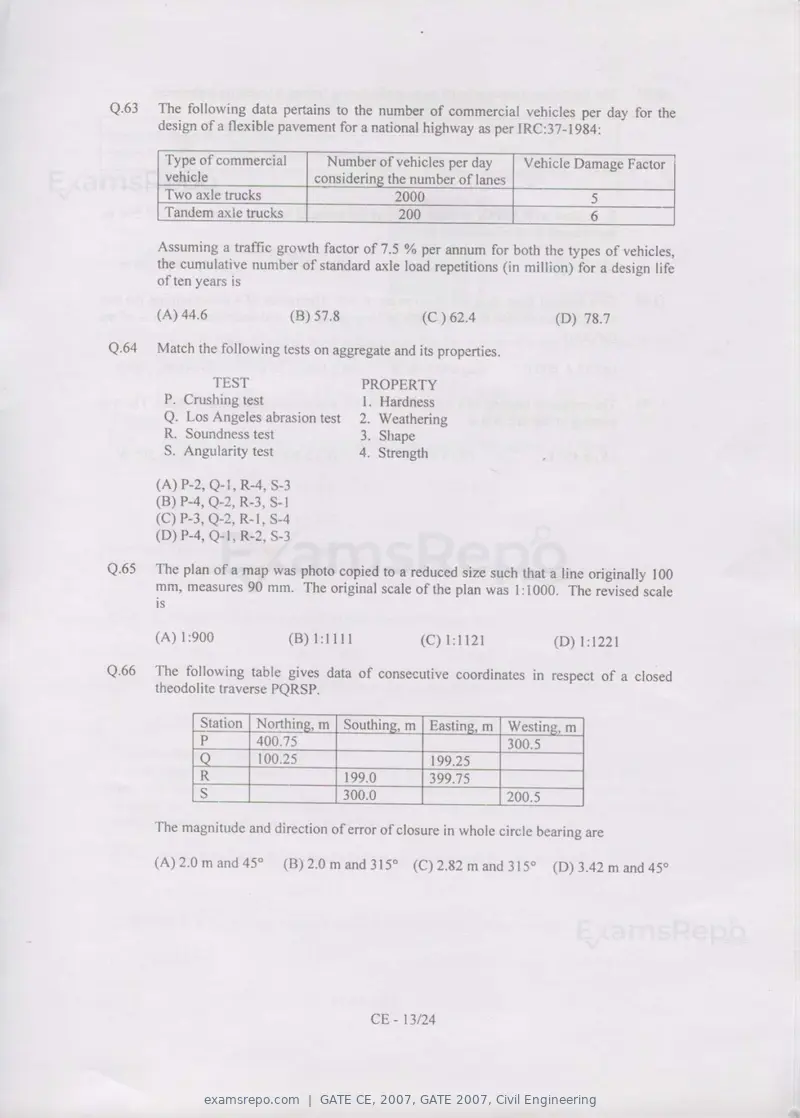GATE CE 2007 question paper, GATE 2007, Civil Engineering, page 13 of 18