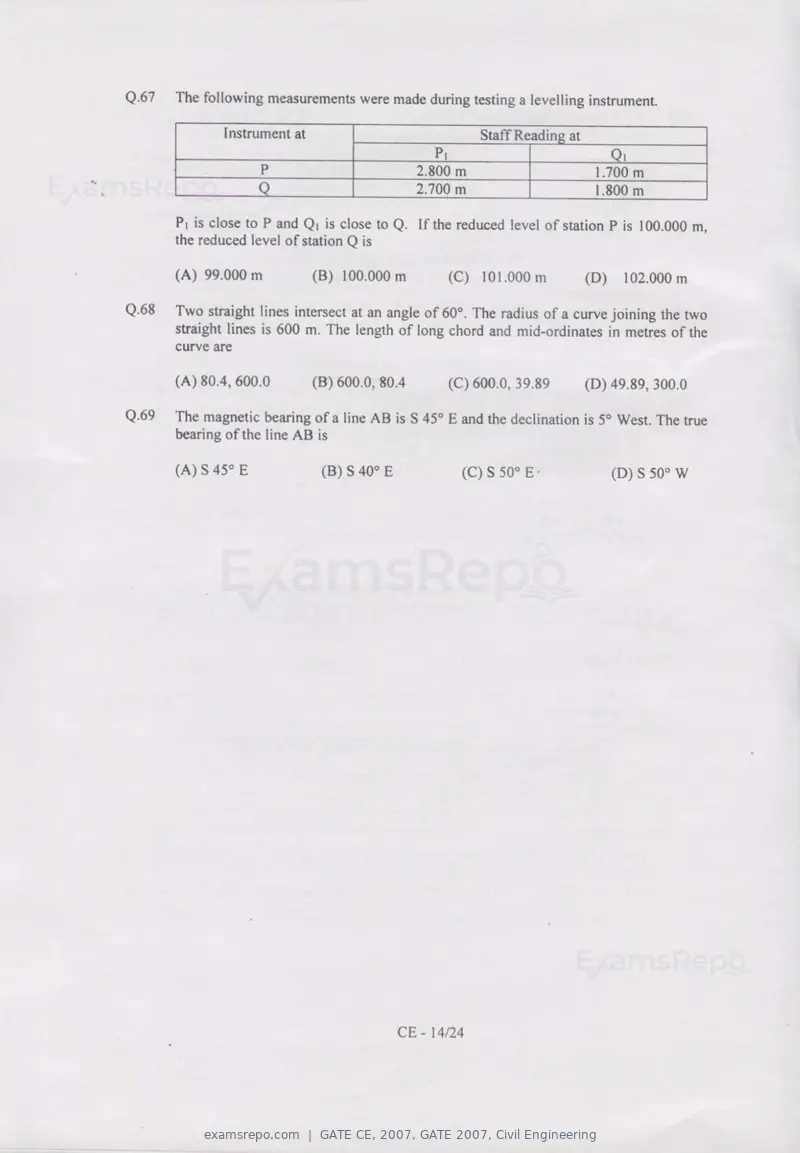 GATE CE 2007 question paper, GATE 2007, Civil Engineering, page 14 of 18
