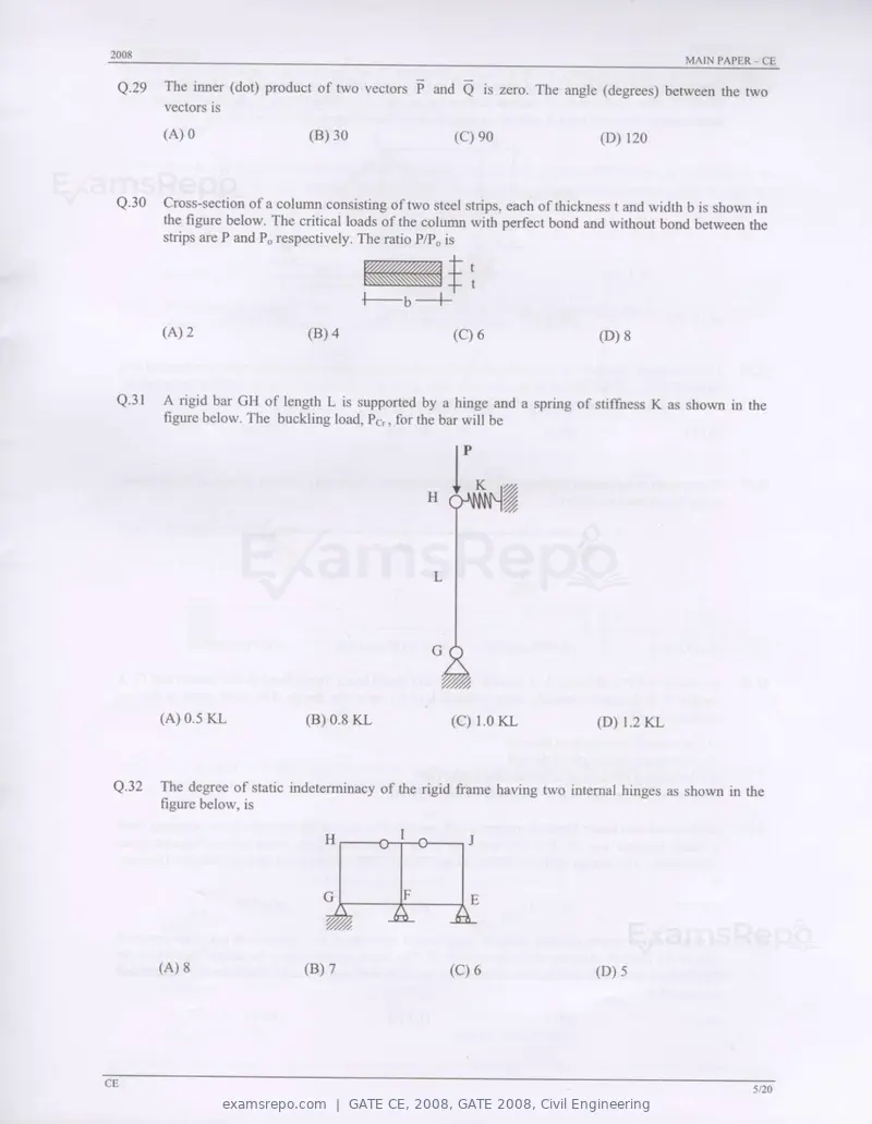 GATE CE 2008 question paper, GATE 2008, Civil Engineering, page 5 of 14