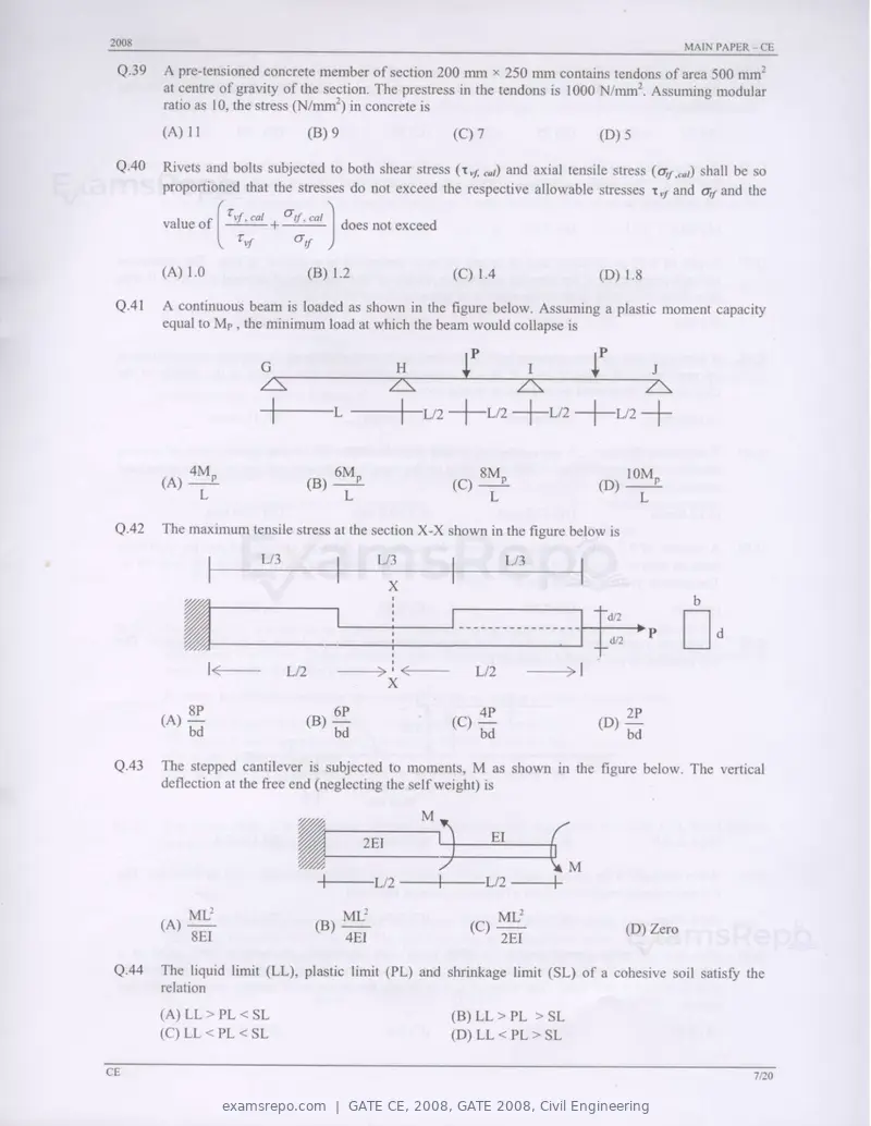 GATE CE 2008 question paper, GATE 2008, Civil Engineering, page 7 of 14