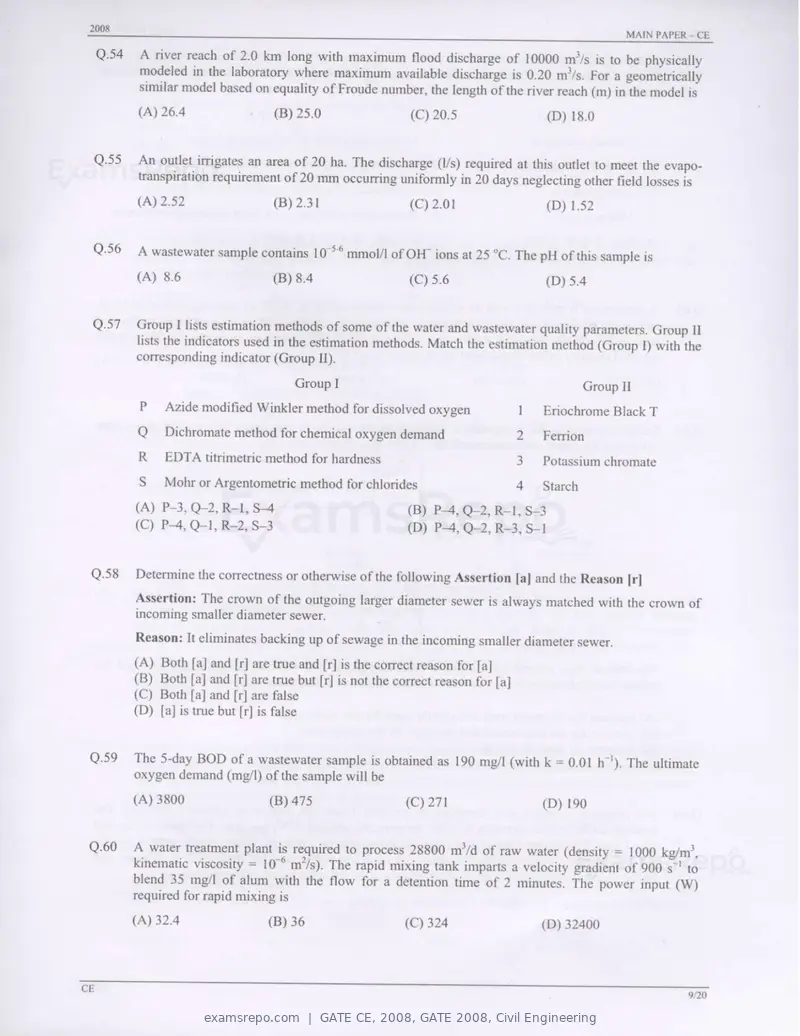 GATE CE 2008 question paper, GATE 2008, Civil Engineering, page 9 of 14