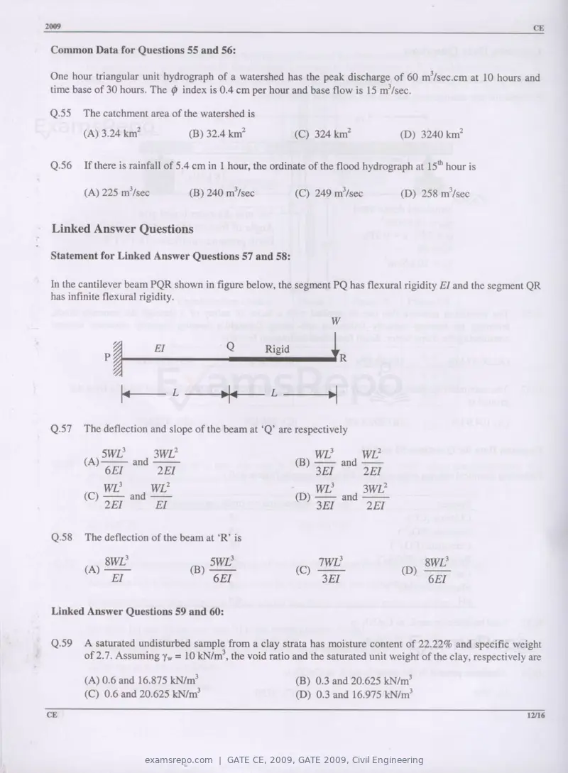 GATE CE 2009 question paper, GATE 2009, Civil Engineering, page 12 of 13