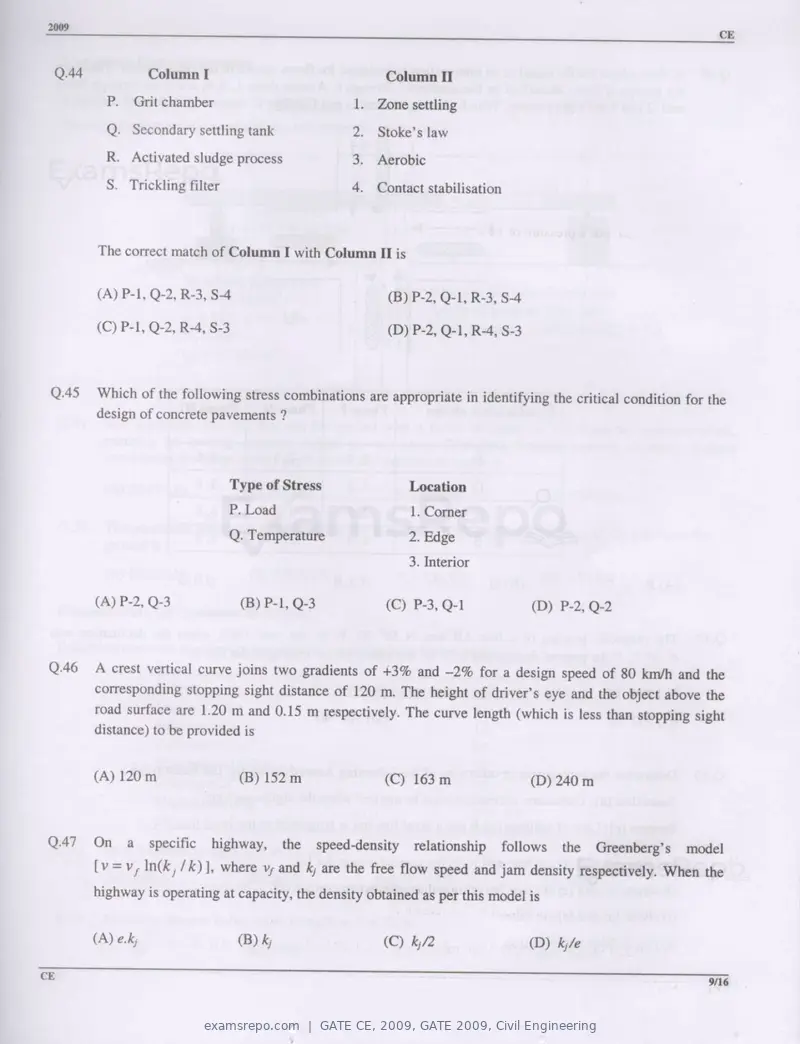 GATE CE 2009 question paper, GATE 2009, Civil Engineering, page 9 of 13