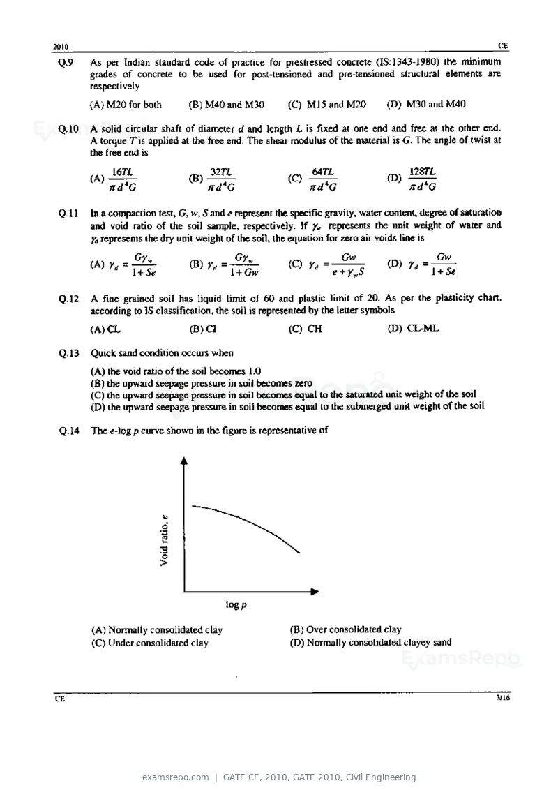 GATE CE 2010 question paper, GATE 2010, Civil Engineering, page 3 of 16