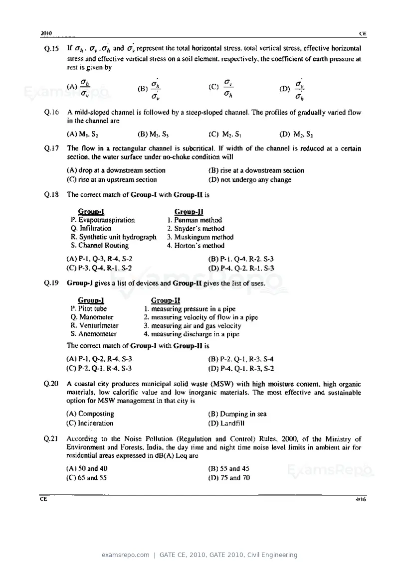 GATE CE 2010 question paper, GATE 2010, Civil Engineering, page 4 of 16