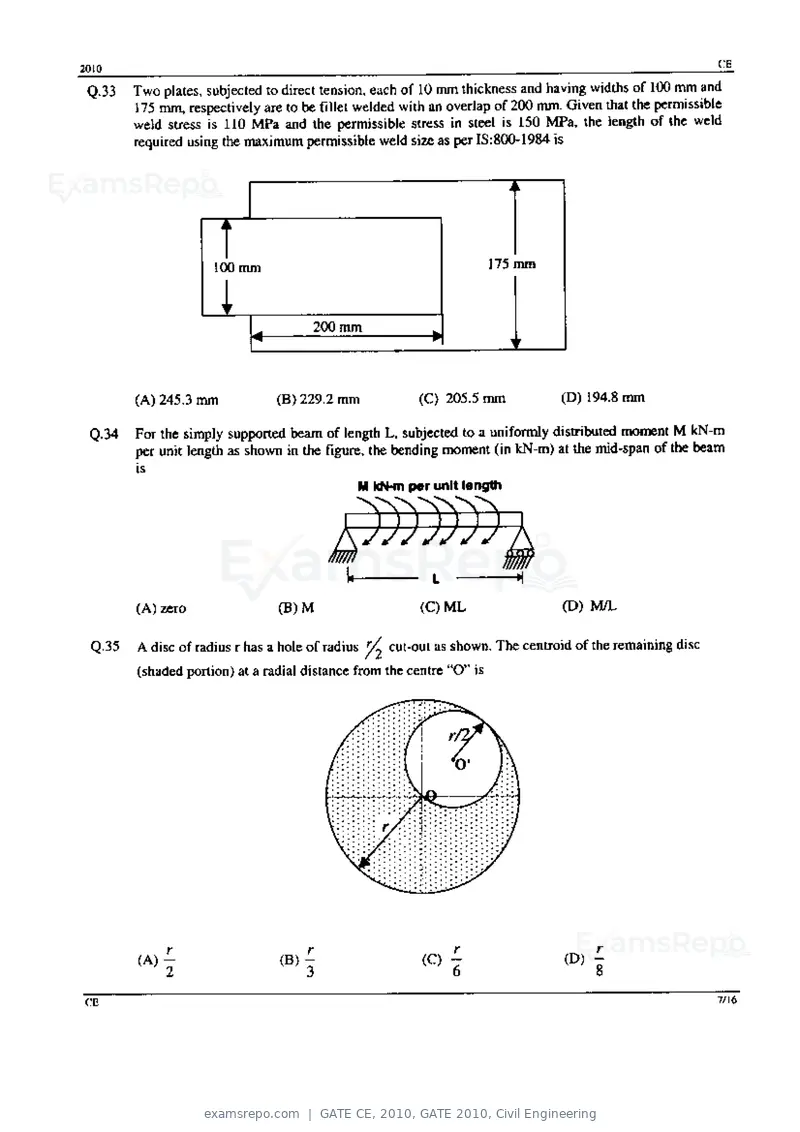 GATE CE 2010 question paper, GATE 2010, Civil Engineering, page 7 of 16