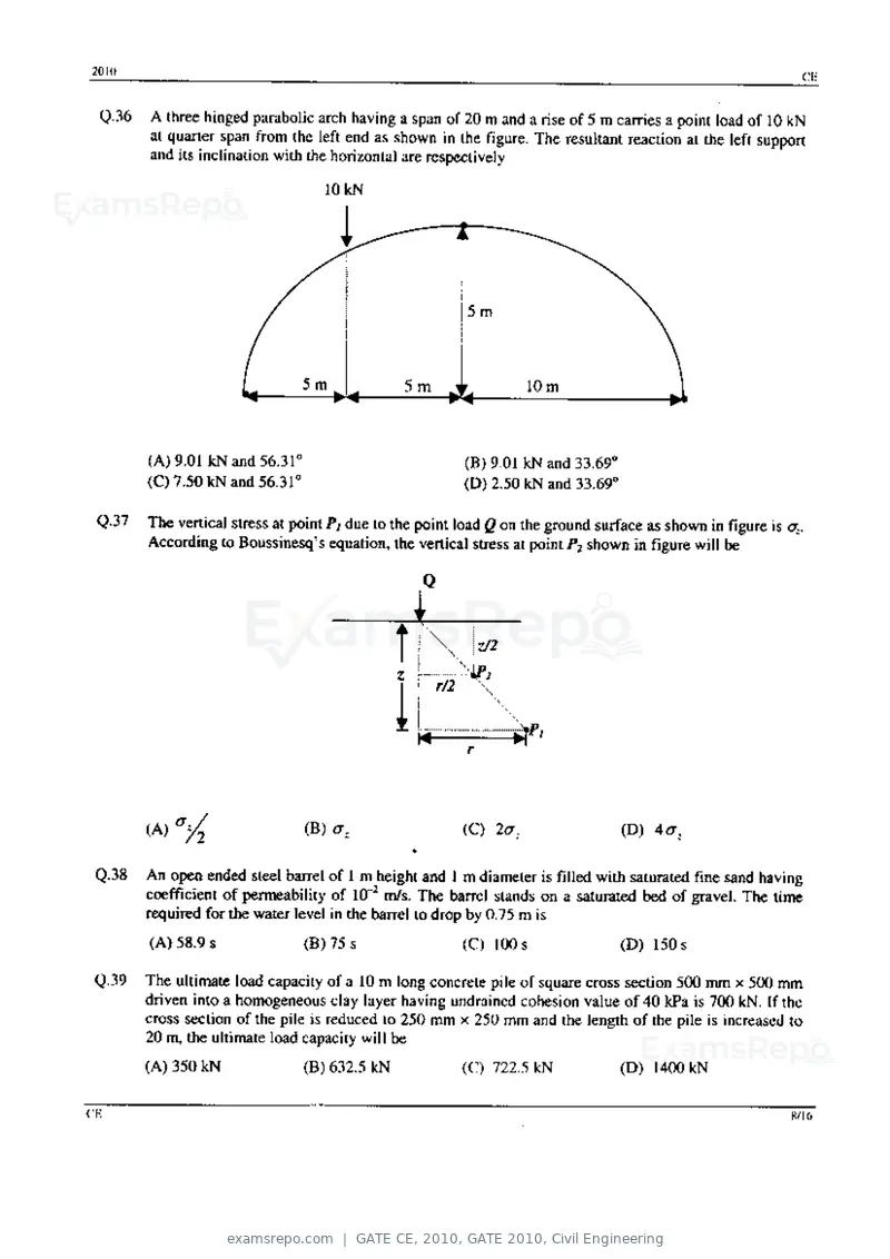 GATE CE 2010 question paper, GATE 2010, Civil Engineering, page 8 of 16