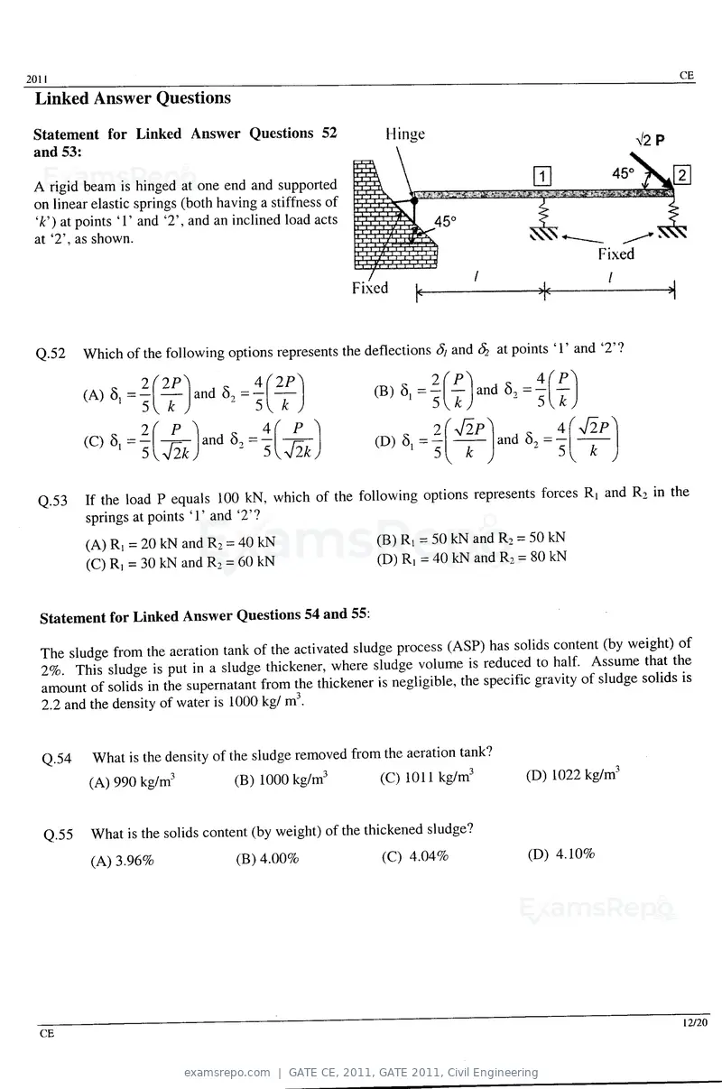 GATE CE 2011 question paper, GATE 2011, Civil Engineering, page 12 of 14