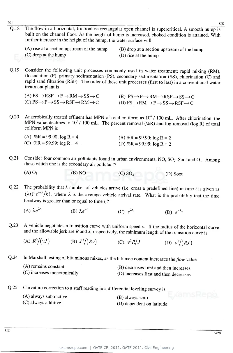 GATE CE 2011 question paper, GATE 2011, Civil Engineering, page 5 of 14