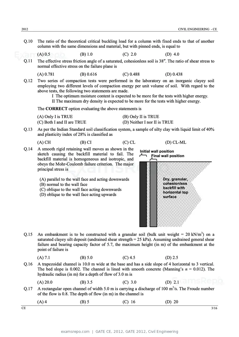 GATE CE 2012 question paper, GATE 2012, Civil Engineering, page 3 of 13