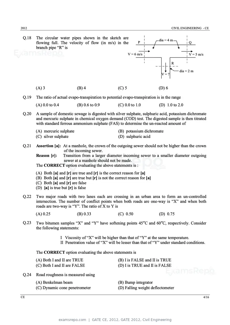 GATE CE 2012 question paper, GATE 2012, Civil Engineering, page 4 of 13