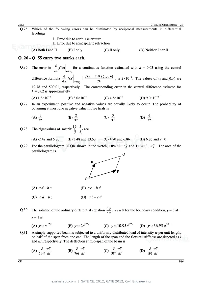 GATE CE 2012 question paper, GATE 2012, Civil Engineering, page 5 of 13