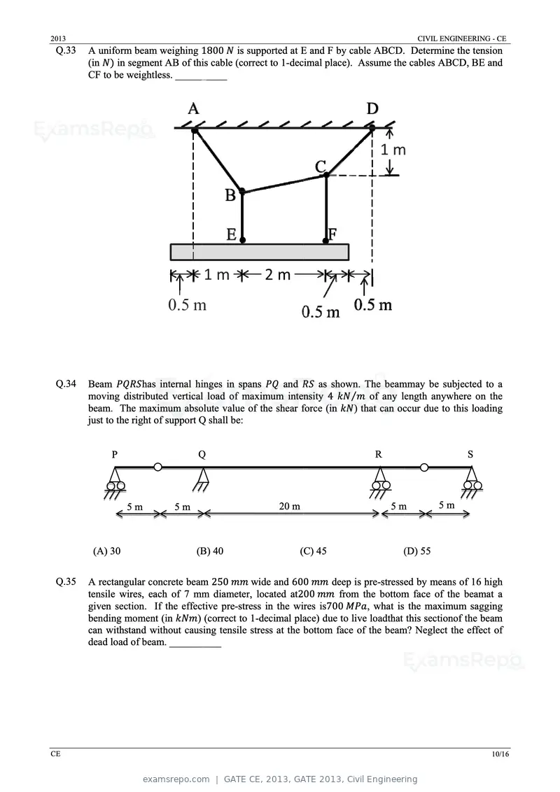 GATE CE 2013 question paper, GATE 2013, Civil Engineering, page 10 of 16