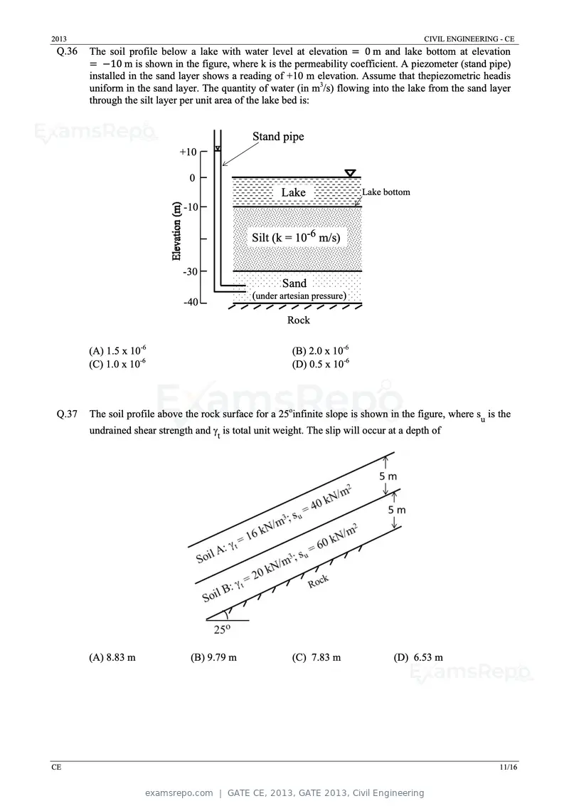 GATE CE 2013 question paper, GATE 2013, Civil Engineering, page 11 of 16