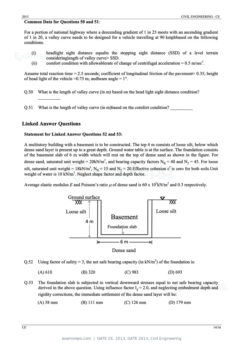 GATE CE 2013 question paper, GATE 2013, Civil Engineering, page 14 of 16