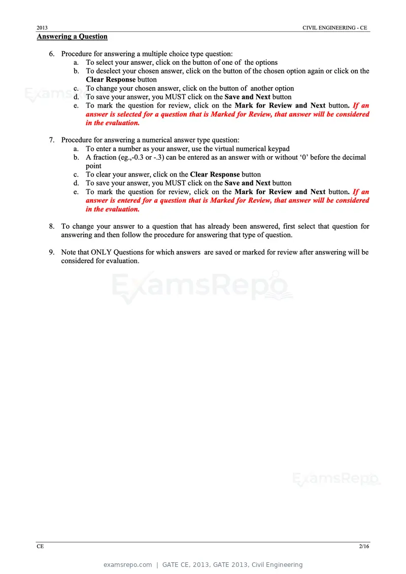 GATE CE 2013 question paper, GATE 2013, Civil Engineering, page 2 of 16