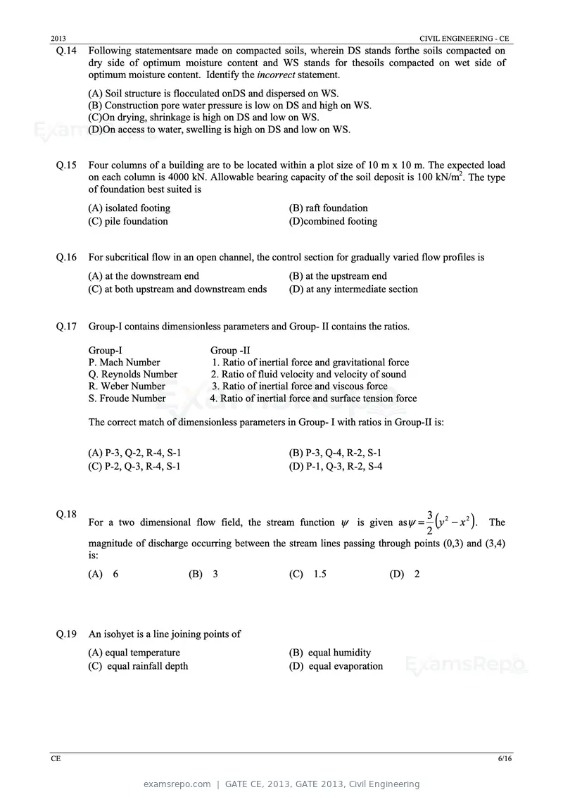GATE CE 2013 question paper, GATE 2013, Civil Engineering, page 6 of 16