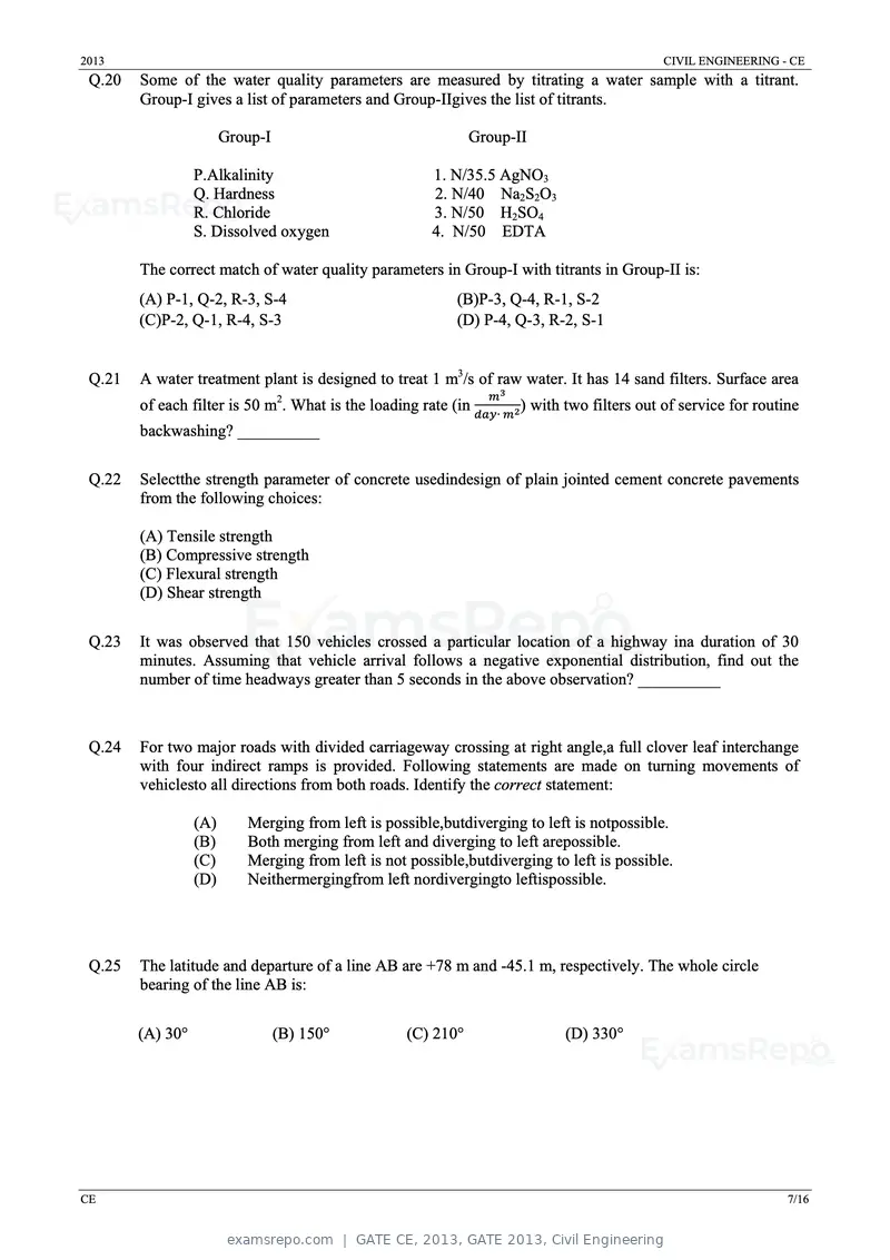 GATE CE 2013 question paper, GATE 2013, Civil Engineering, page 7 of 16